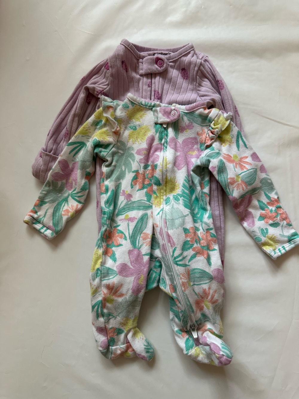 Carter's Floral & Lilac Long-Sleeve Baby Footies